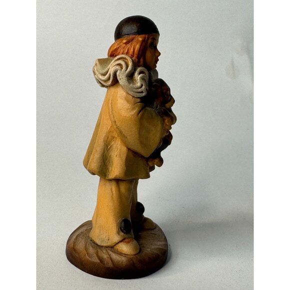 Vintage ANRI Figurine "Ed Michel Oks" Child Holding Puppy Hand-Carved Wood Italy - Picture 6 of 16